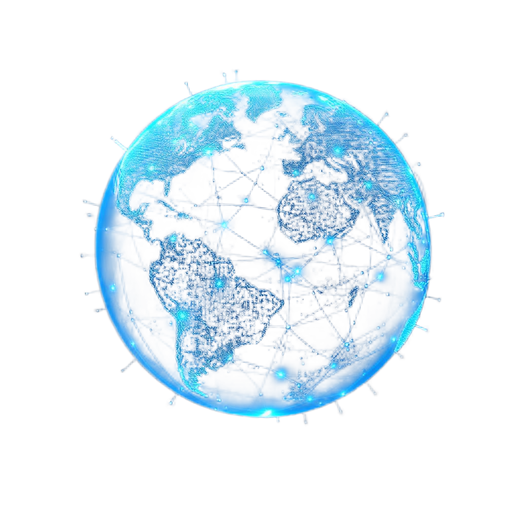 Glowing holographic Earth data core